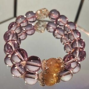 Purple and Gold Beaded Bracelet